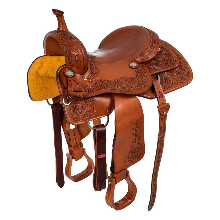 Selle western McBryan Team Penning, finition florale MBH08002