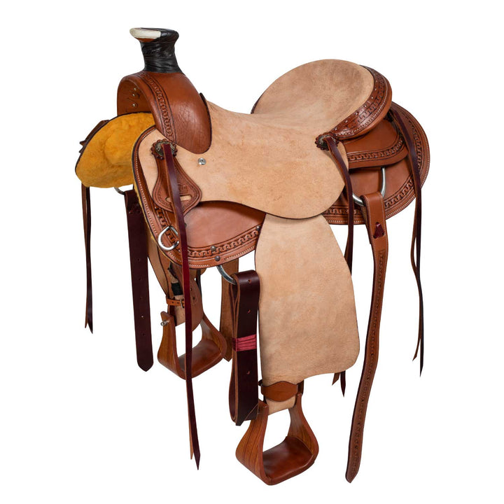 Selle de travail western McBryan avec bordures estampées MBH08014