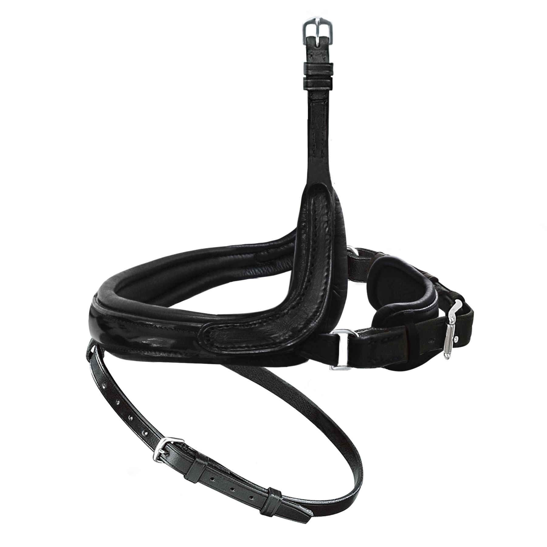 Passier exchangeable noseband with more room for the cheekbone with patent leather