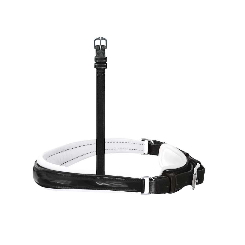 Passier exchangeable anatomically formed caveson with patent leather trim and white lining