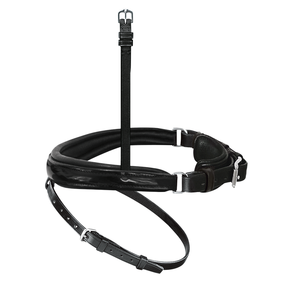 Passier anatomically formed caveson special with patent leather trim and flash strap