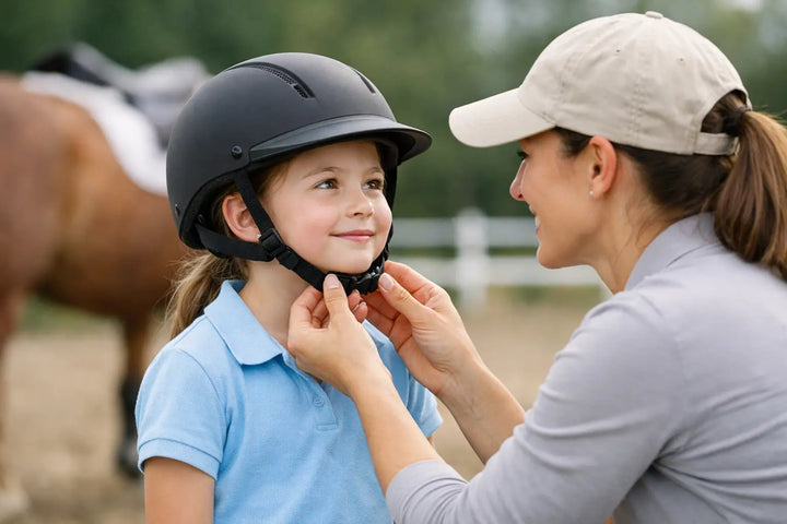 Young Rider Helmet Fitting Example for Safe Riding