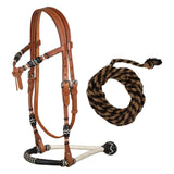 Ensemble bosal bicolore Pool's avec rênes en crin de cheval
