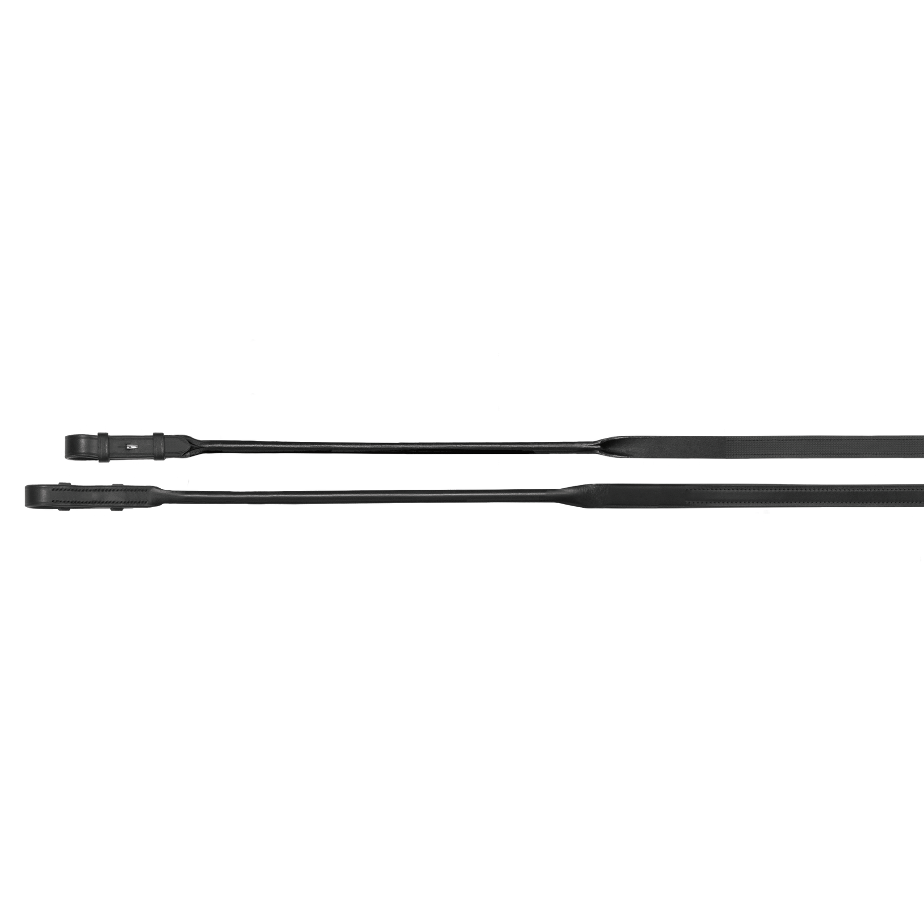 Passier leather reins with one side rubber with round fronts with hook studs