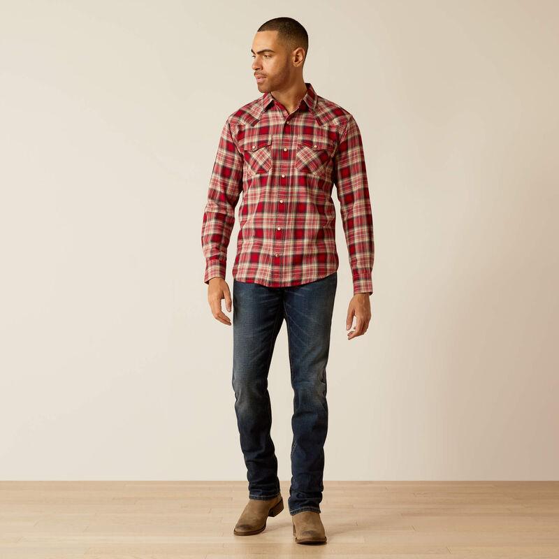 ARIAT Herren Langarmhemd Aus Festem Twill Mit Logo – Normale Passform, Stehkragen