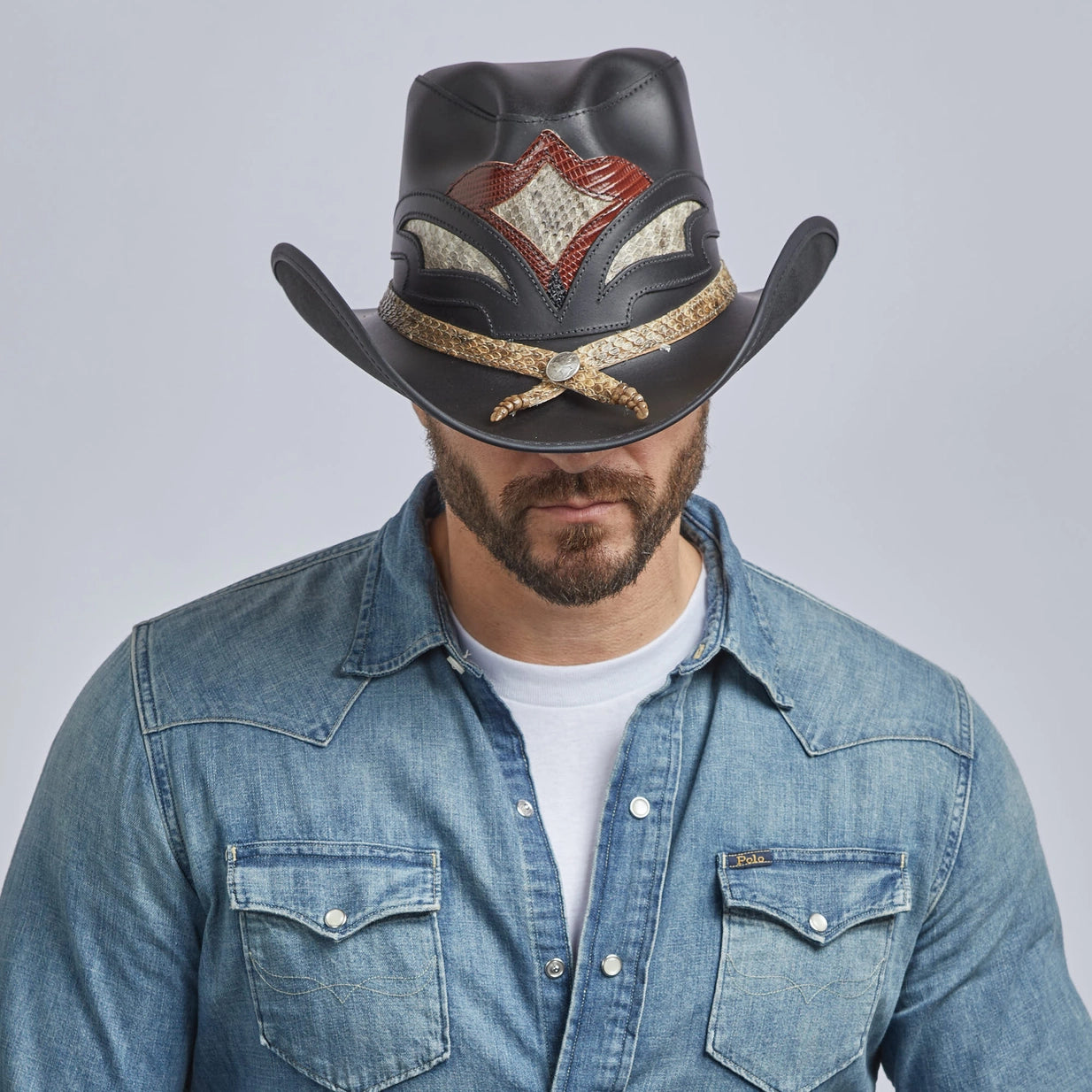 American hat makers Storm | leder en ratelslang cowboyhoed