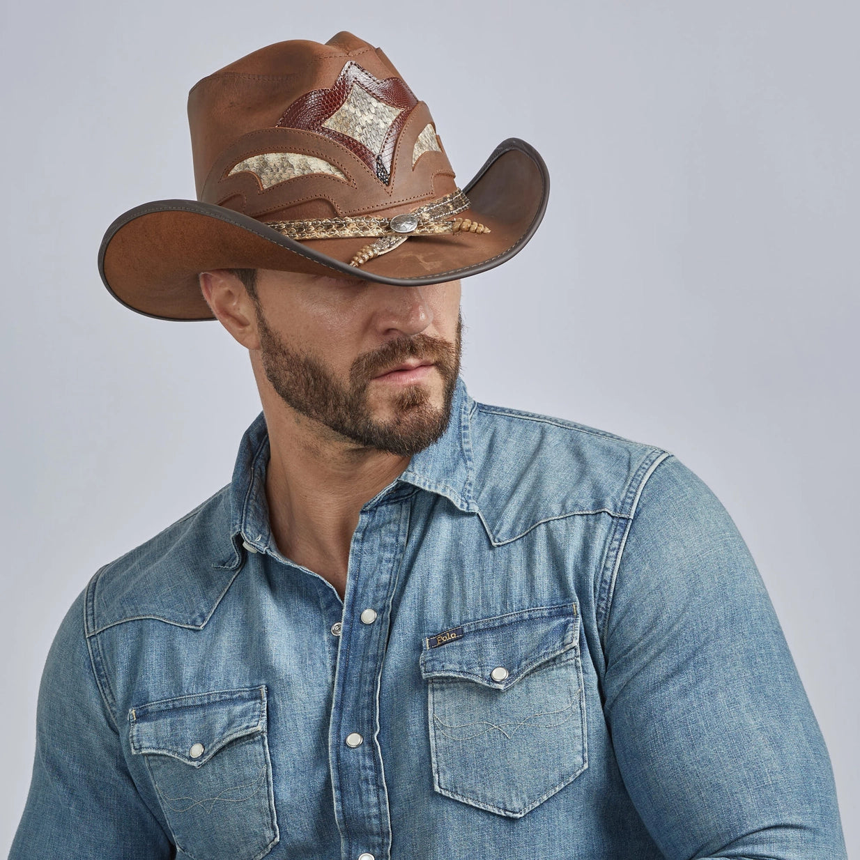 American hat makers Storm | leder en ratelslang cowboyhoed