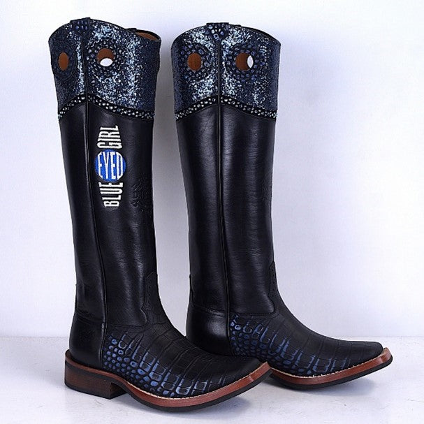 De Niro Western boots buckaroo blue