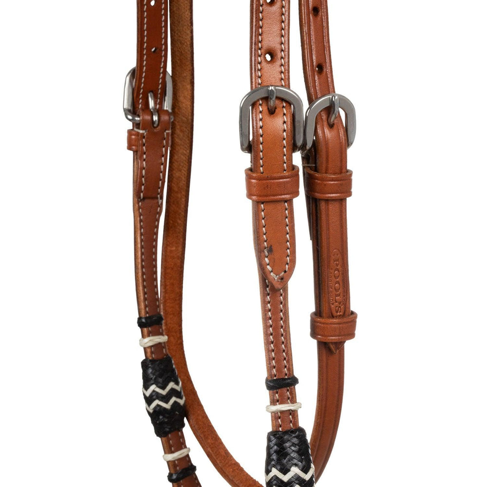 Ensemble bosal bicolore Pool's avec rênes en crin de cheval