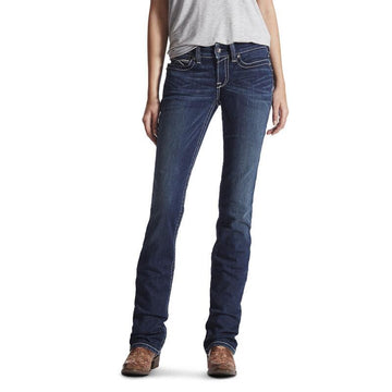 Ariat R.E.AL. Mid rise stretch icon stackable straight leg jean for ladies - HorseworldEU