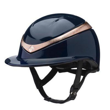 Charles Owen halo luxe (wide brim) helmet glossy navy/rosegold - HorseworldEU