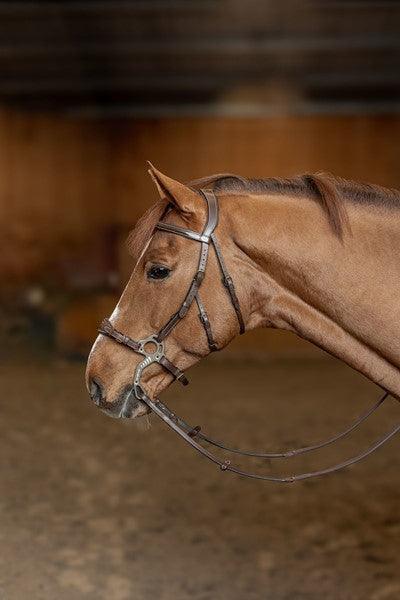 Lift Sports Hackamore Bitless Bridle Set – Brown/Black Leather With Fur, Adjustable