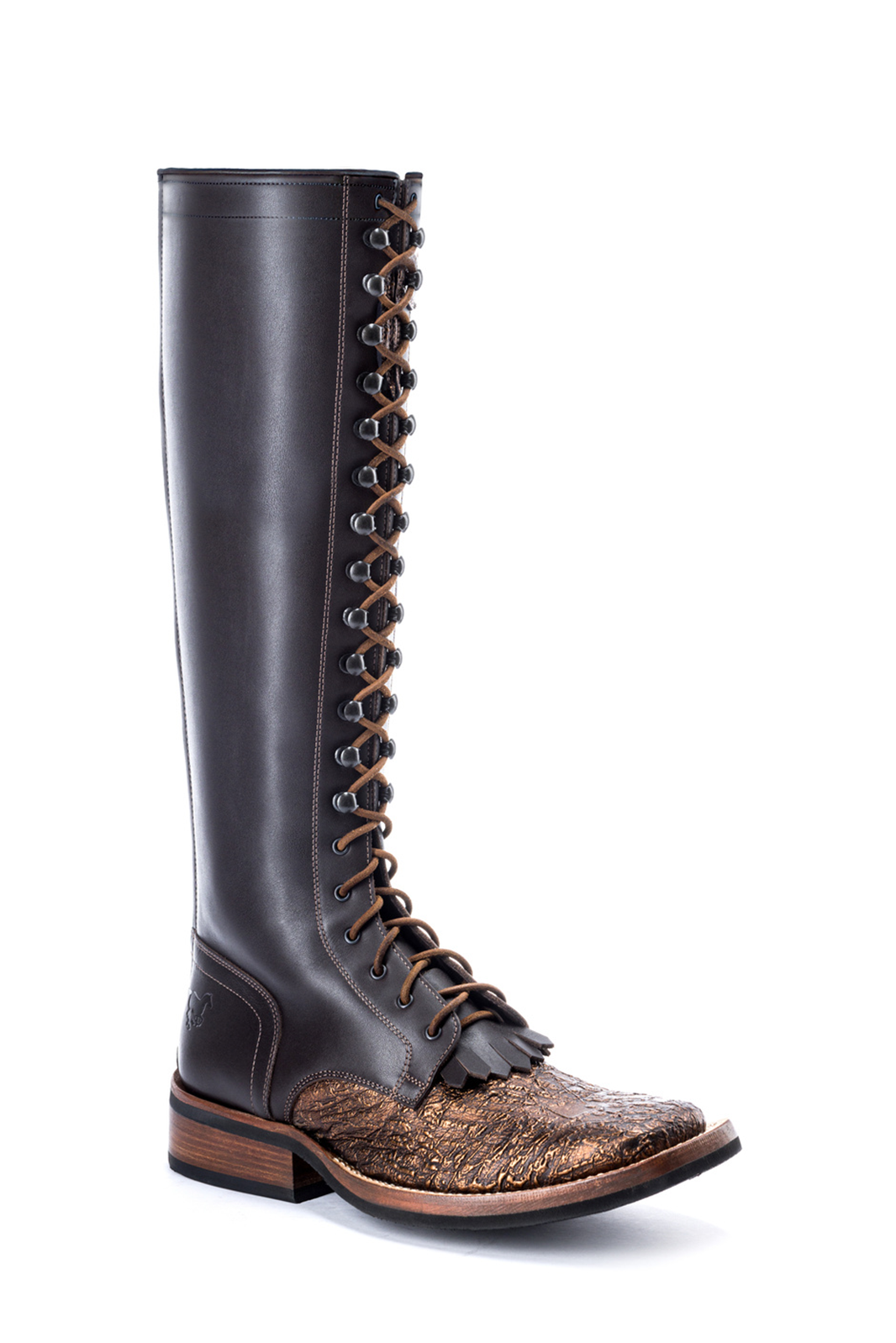 De Niro Westernstiefel mit Schnürung und Reißverschluss hinten